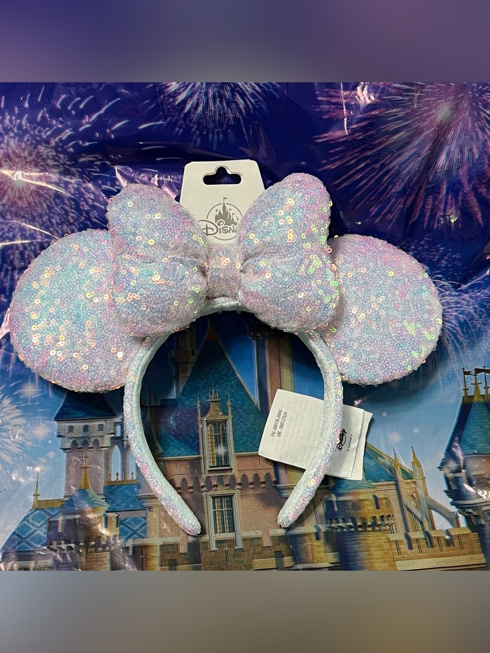 Disney Parks Minnie Mouse Purple Shimmer Sequin Headband Bow Ears NEW